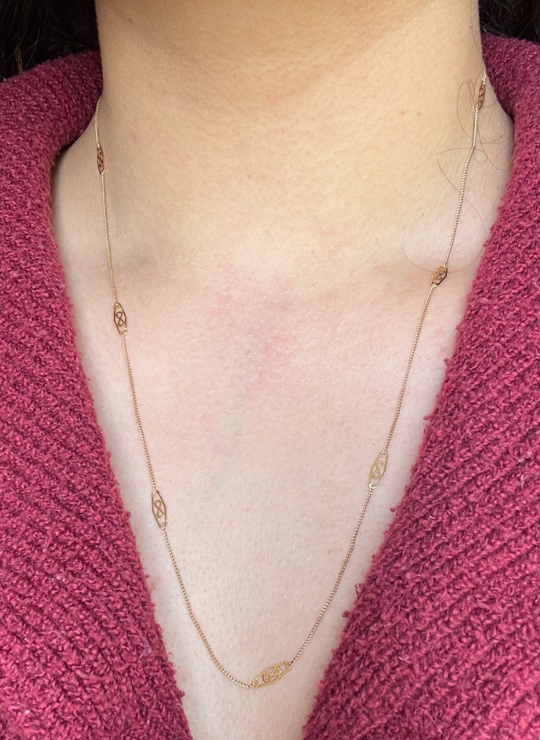 10k Solid Gold Long Infinity Station Chain