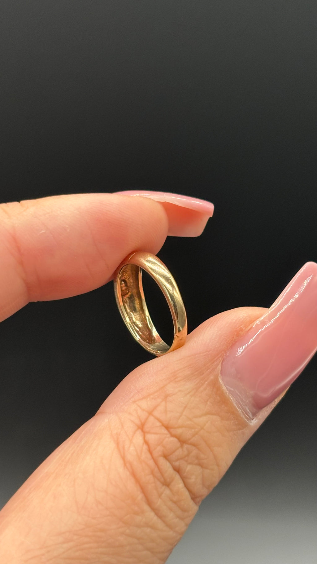 Back of 10k Solid Gold Star Engraved Dome Pinky Ring showing condition
