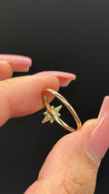 Back of 10k solid gold figural diamond star motif ring band showing condition
