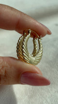 14k Solid Gold Woven Effect Hoops side view showing sculptural detail