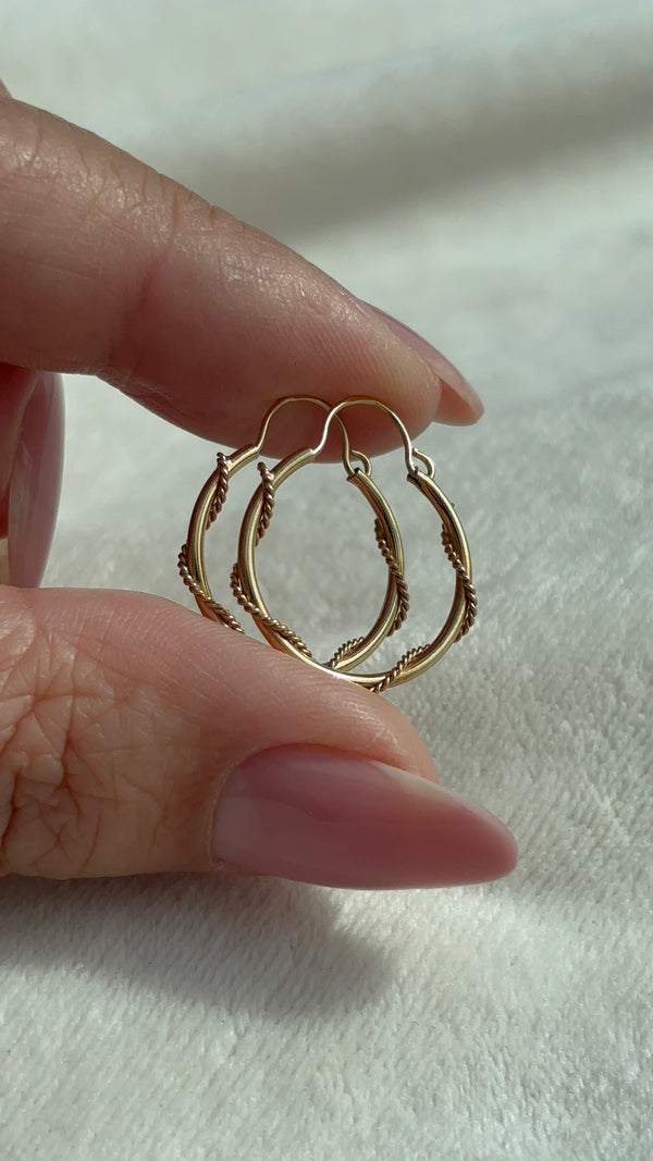 10k Solid Gold Twisted Sailor Hoops close-up showing detail and finish