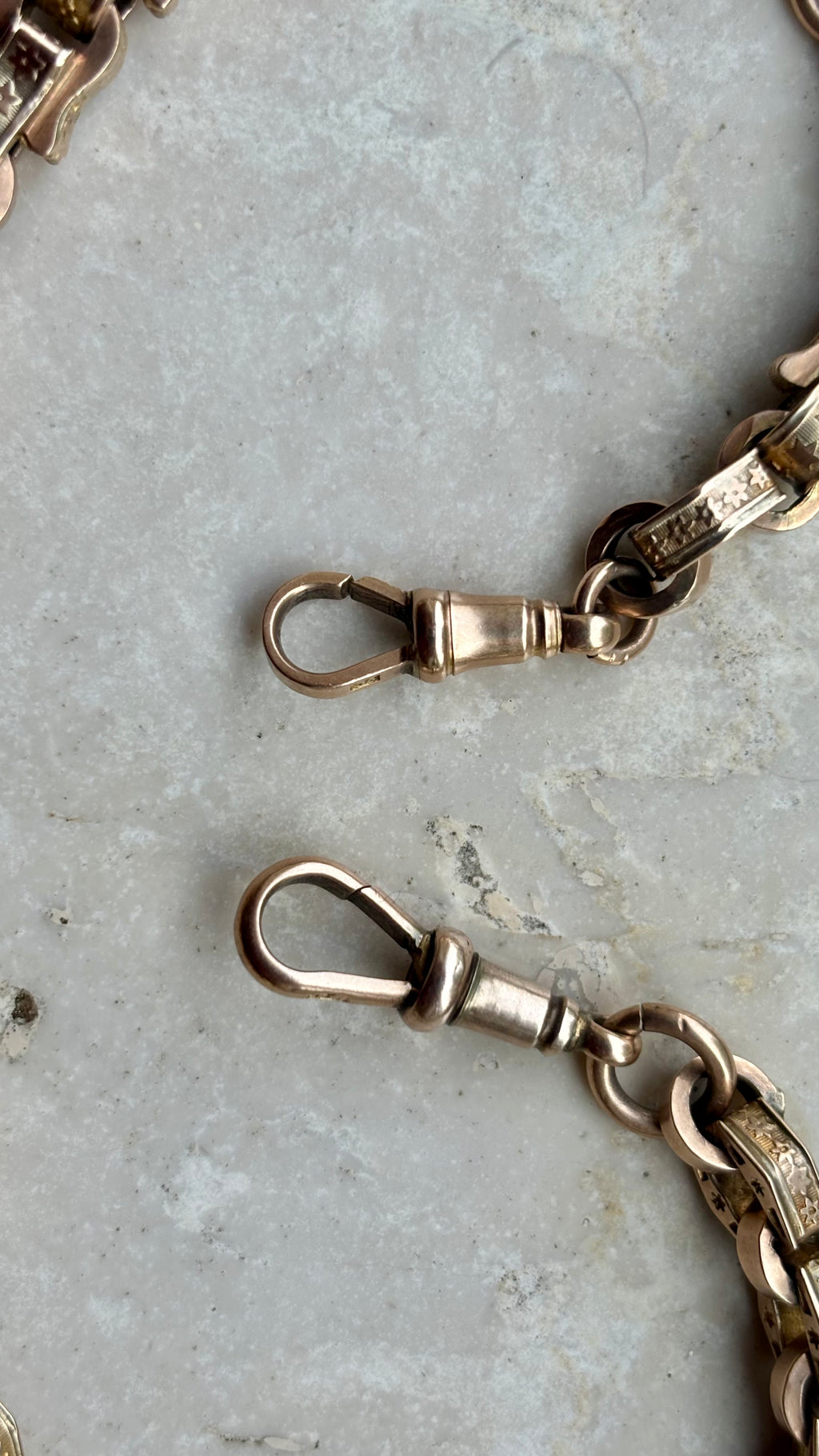 9k Rosy Gold Pierced Star link Watch Chain