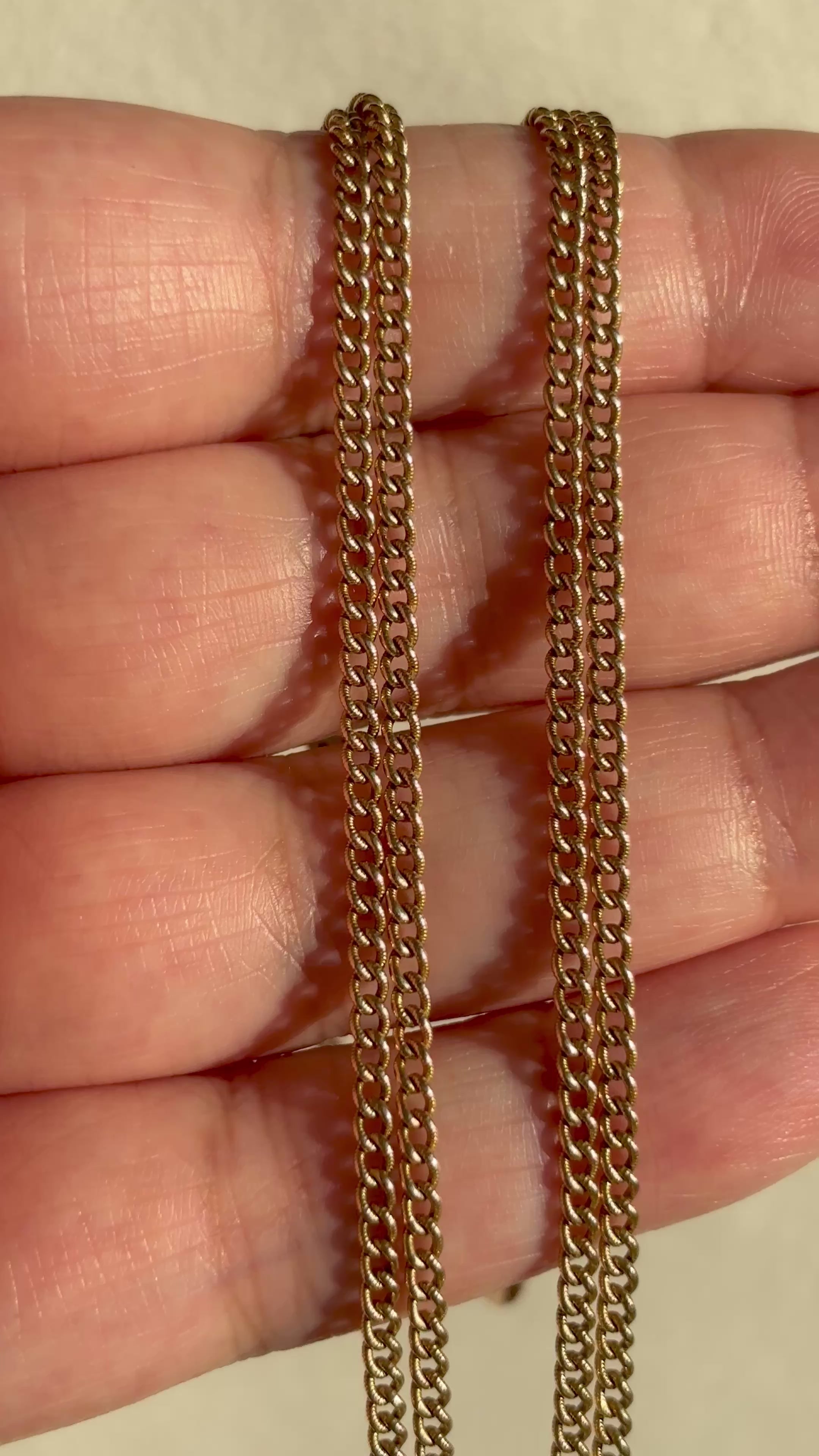 15k Solid Gold Detailed Double Curb Watch Chain