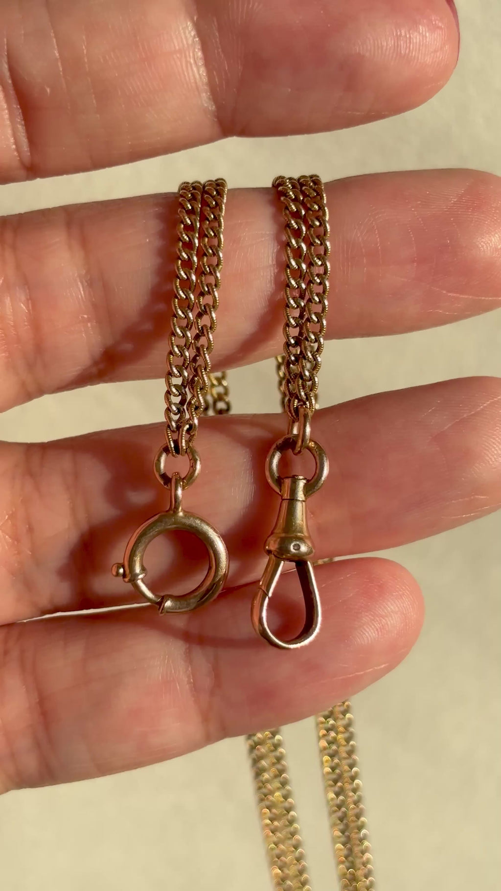 15k Solid Gold Detailed Double Curb Watch Chain