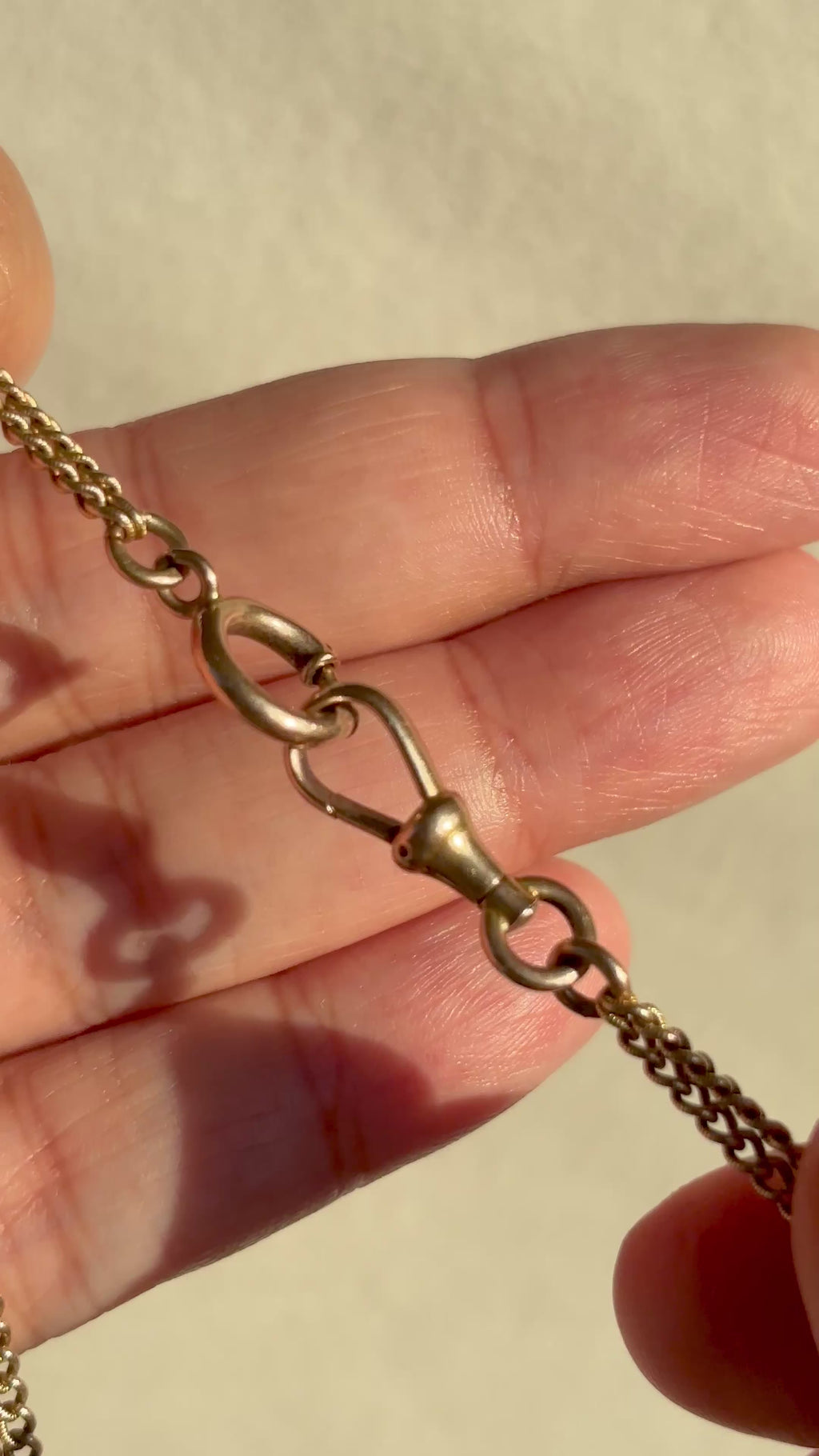15k Solid Gold Detailed Double Curb Watch Chain