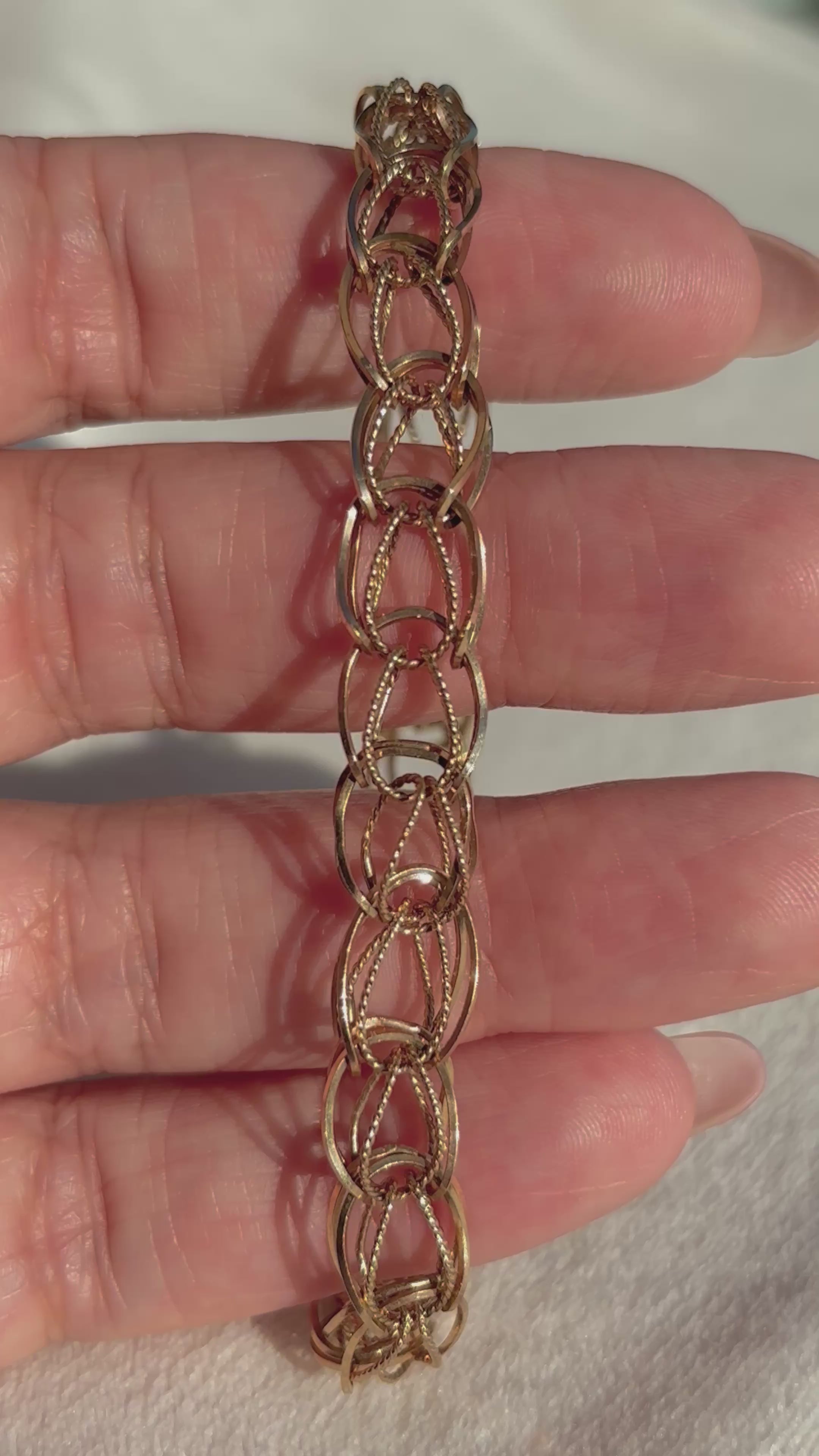 10k Solid Gold Smooth & Textured Woven Bracelet