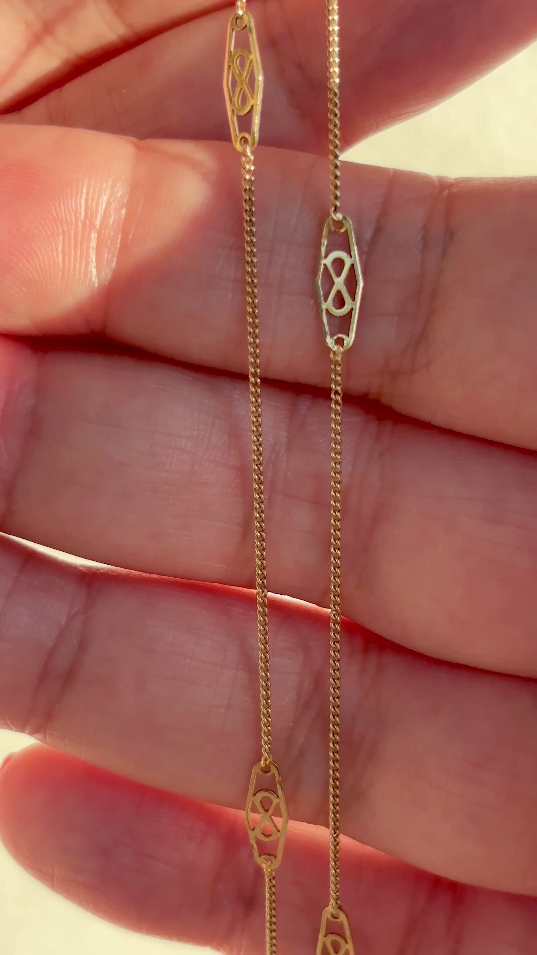 10k Solid Gold Long Infinity Station Chain