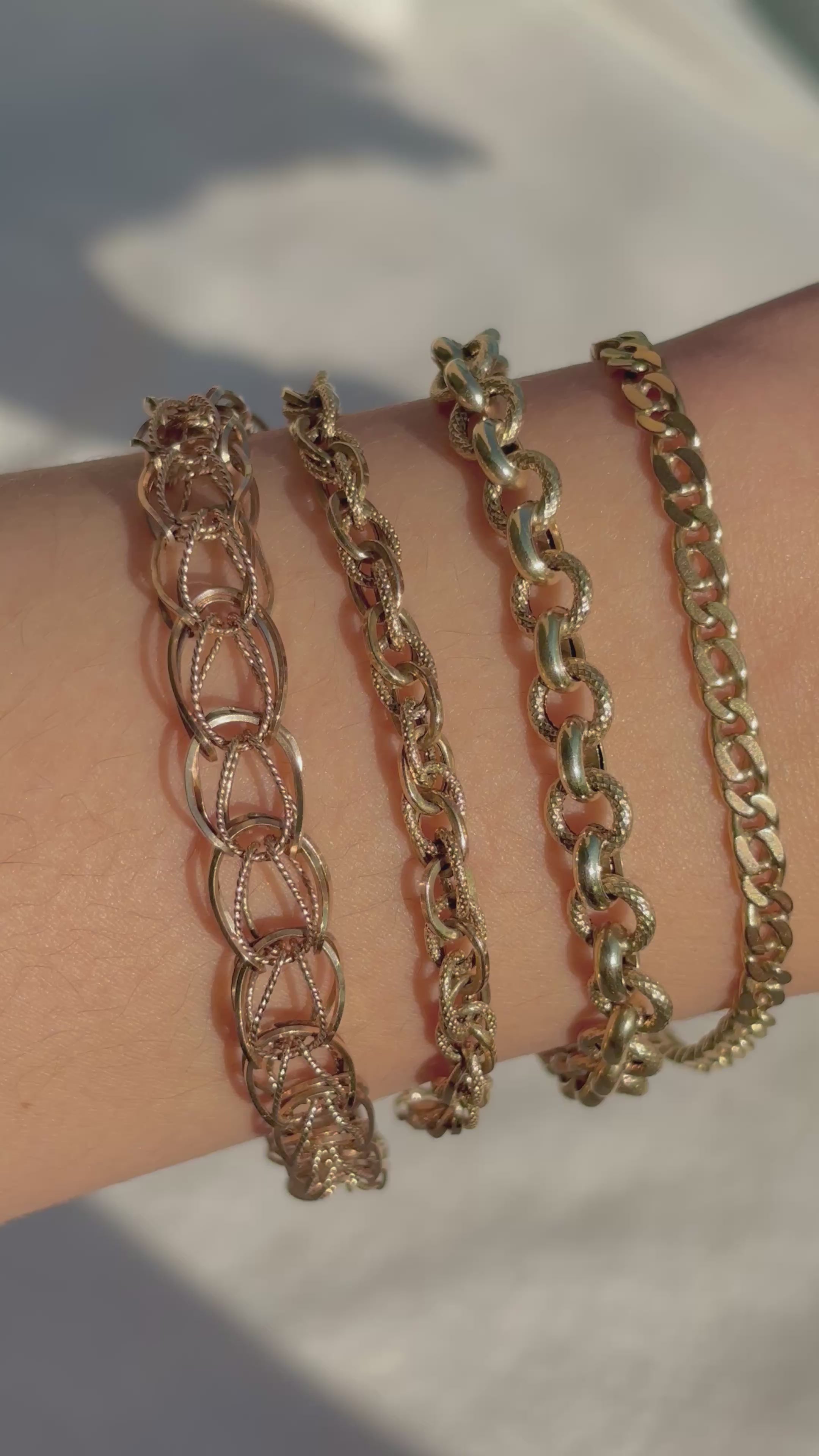 10k Solid Gold Smooth & Textured Woven Bracelet
