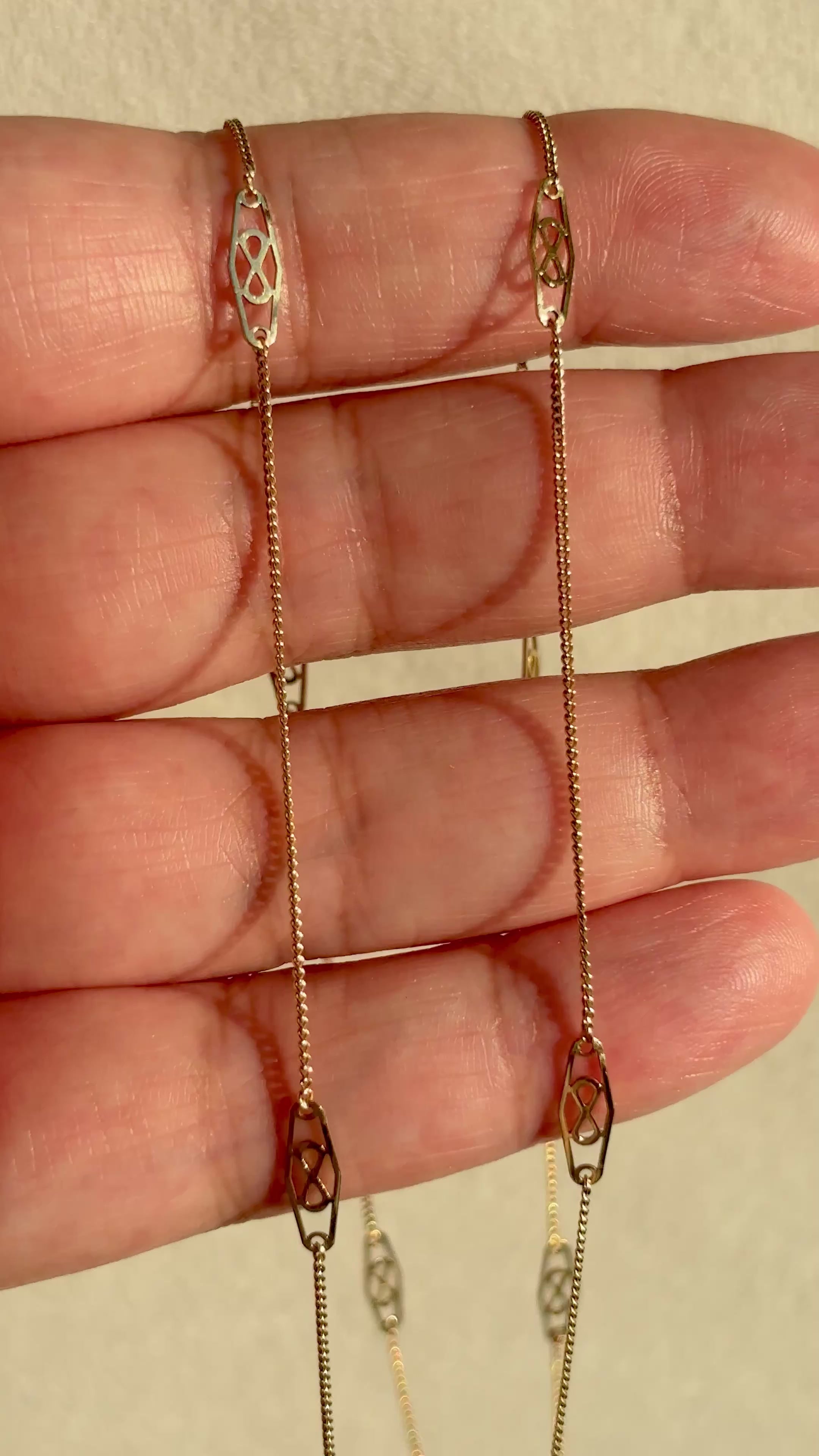 10k Solid Gold Long Infinity Station Chain