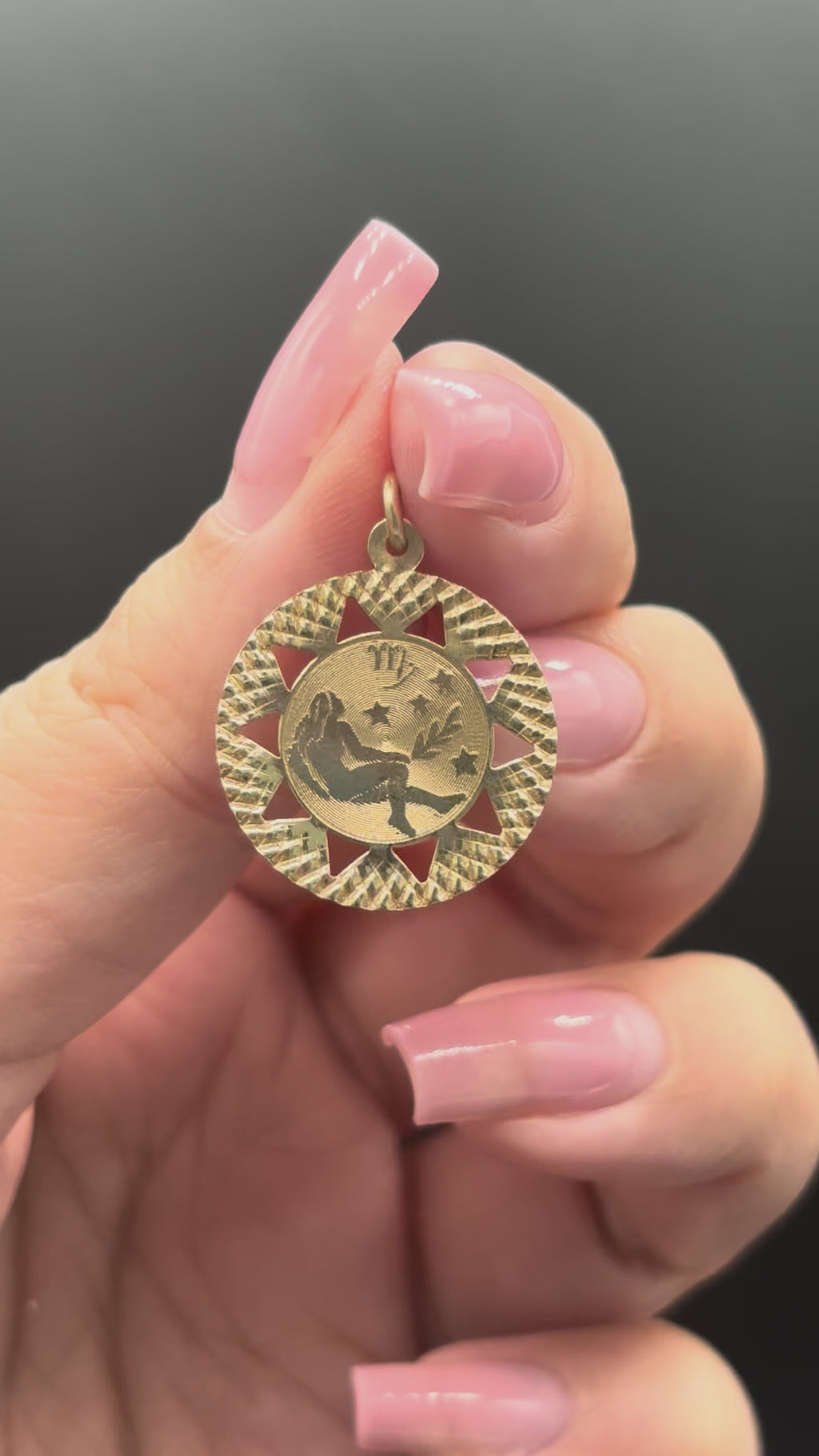 14k solid gold Virgo charm moving side to side